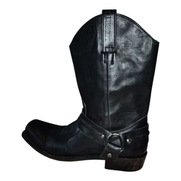 Liberty Black Men\'s James Distressed Leather Harness Moto Biker Boots 10 main image 4
